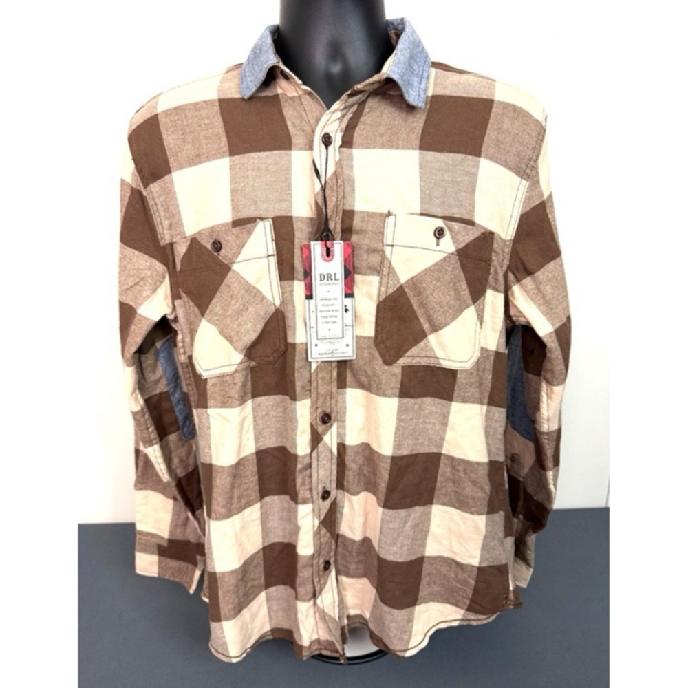 Men's DRL Essentials Buffalo Plaid flannel Button Down Shirt Size M NEW NWT